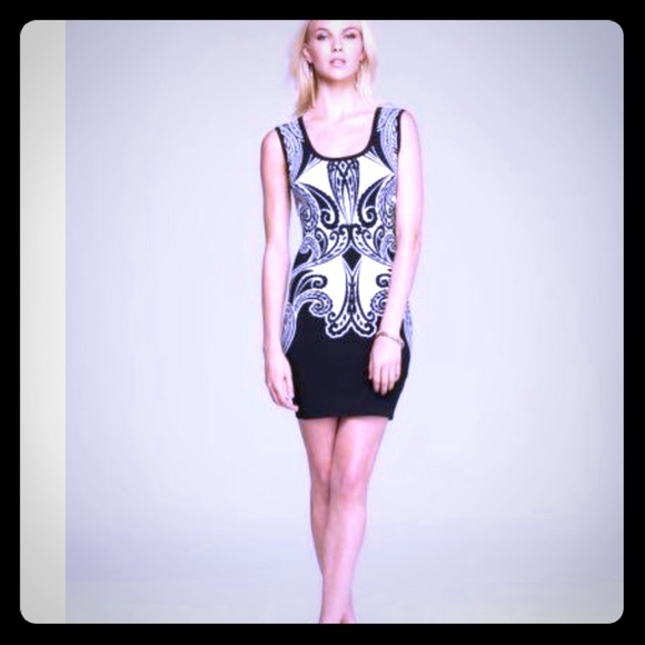 Guess Dresses & Skirts - Guess Bandage Dress Black & White Stretch Knit XS